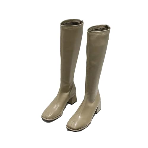 Slim Damen Hohe Stiefel Mode Frauen Kniehohe Stiefel High Heel Damenschuhe Winter Weiches Leder Lange Stiefel von Wjnvfioo