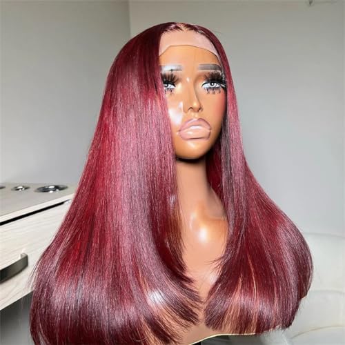 Spitze Front Menschliches Haar Perücke Transparente Spitze Frontal Perücken Für Frauen Kurze Bob Perücke Glueless Remy Gerade Natürliche Perücke Burgundy 10inches#180% von Wjnvfioo