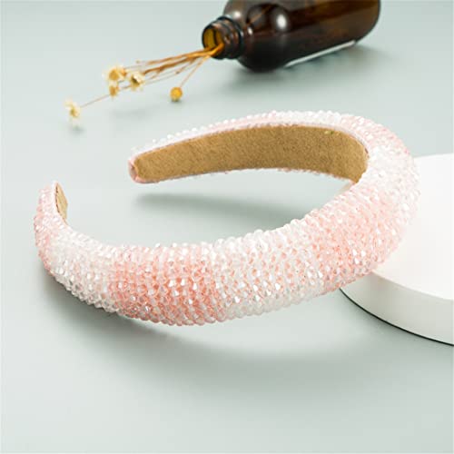 Strass Barock Breite Stirnbänder Für Frauen Party Elastische Haarband Haarschmuck Haar Hoop AY14-Pink von Wjnvfioo