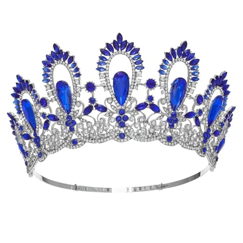 Strass Hochzeit Krone Tiara Kristall Prinzessin Tiara Festzug Haarschmuck Blau von Wjnvfioo
