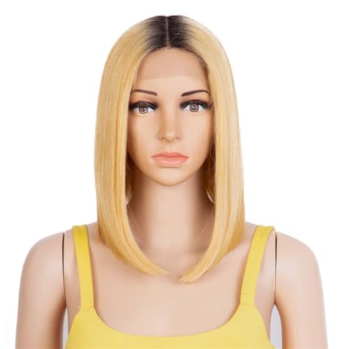 Synthetische Gerade Kurze Bob-Perücken Mittelteile Für Frauen Cosplay-Perücken RT4-18K 12inch von Wjnvfioo