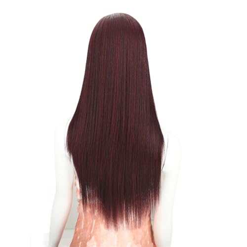 Synthetische Lange Glatte Haarperücken, Weiche Haarperücken Für Frauen, Hochtemperatur-Cosplay-Perücke 99J 26inch von Wjnvfioo