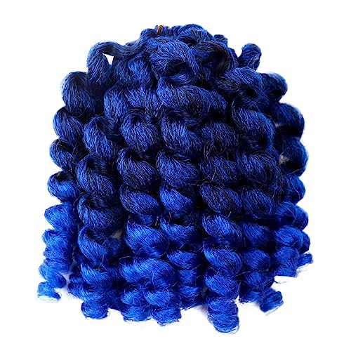 Synthetische Ombre Curl Crochet Braids Africa Braiding Haarverlängerungen Vorgedreht Für Schwarze Frauen 1B BLUE 8inches#3Pcs/Lot von Wjnvfioo