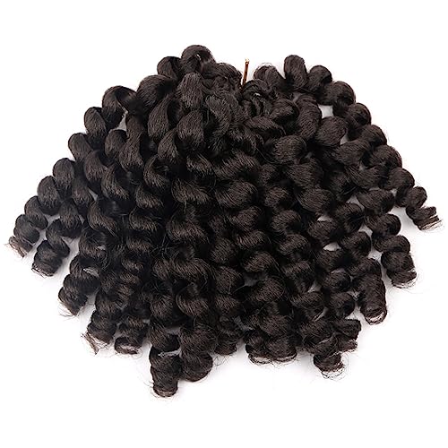 Synthetische Ombre Curl Crochet Braids Africa Braiding Haarverlängerungen Vorgedreht Für Schwarze Frauen BROWN 8inches#10Pcs/Lot von Wjnvfioo