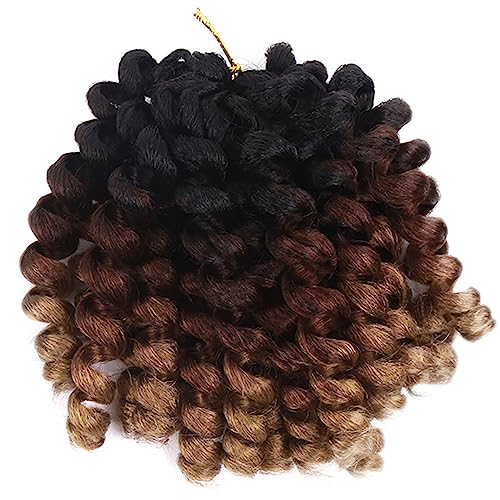 Synthetische Ombre Curl Crochet Braids Africa Braiding Haarverlängerungen Vorgedreht Für Schwarze Frauen C14 8inches#10Pcs/Lot von Wjnvfioo