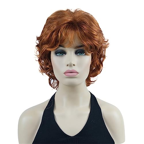 Synthetische Perücke Weiche Locken Auburn Volle Kurze Perücken Für Frauen 130A Orange red von Wjnvfioo