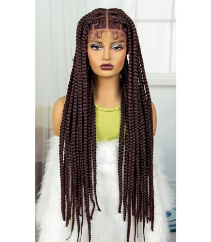 Synthetische Vollspitze-Geflochtene Perücken, Knotenlose Twist-Zöpfe-Perücken Für Frauen, Gerade, Geflochtene Spitzenperücke Mit Spitze Vorne 1B-99J 32inch Synthetische Vollspitze-Geflochtene Perücken, Knotenlose Twist-Zöpfe-Perücken Für Frauen, Gerade, Geflochtene Spitzenperücke Mit Spitze Vorne 1B-99J 32inch von Wjnvfioo