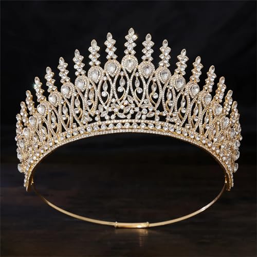 Verstellbare Krone Tiara Festzug Krone Kleid Haarschmuck Host Schmuck Haarbekleidung goldene Haarbänder von Wjnvfioo