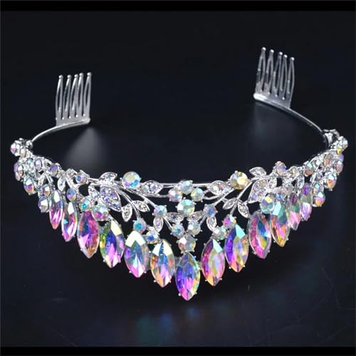 Vintage Hochzeit Krone Braut Tiara Einfache Prinzessin Stirnband Strass Halbrunde Tiaras AB von Wjnvfioo