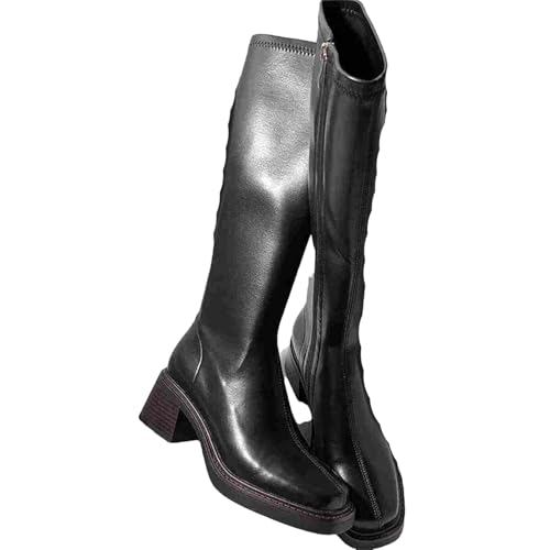 Vintage dicke Ferse Frauen kniehohe Stiefel Mode Seitliche Reißverschlüsse Schuhe Herbst Winter Damen Lange Stiefel von Wjnvfioo