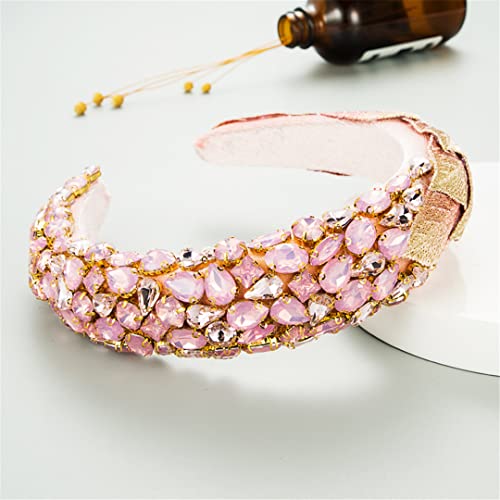 Volldiamant Rosa Kristall Gepolsterte Haarbänder Für Frauen Barock Tiara Stirnband Hochzeit Party Haarschmuck 2-Pink von Wjnvfioo