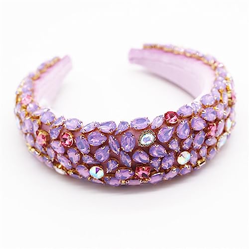 Voller Diamant Rosa Kristall Gepolsterte Haarbänder Für Frauen Barock Tiara Stirnband Hochzeit Party Haarschmuck 6 Lila von Wjnvfioo