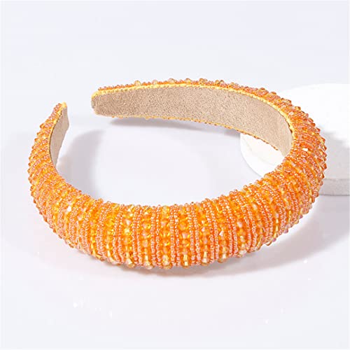 Voller Kristall-Haarschmuck, Haarbänder, glitzernd, gepolstert, Strass, Stirnbänder, Kopfschmuck, Rosa, Damen-Stirnband, 8-Orange von Wjnvfioo