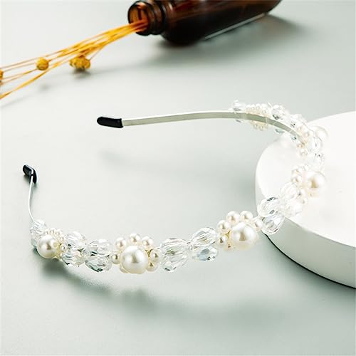 Weiße Perle Stirnband Für Frauen Hochzeit Braut Haar Zubehör Breite Haar Hoop Mädchen Headwear Hochzeit Schmuck 173 von Wjnvfioo