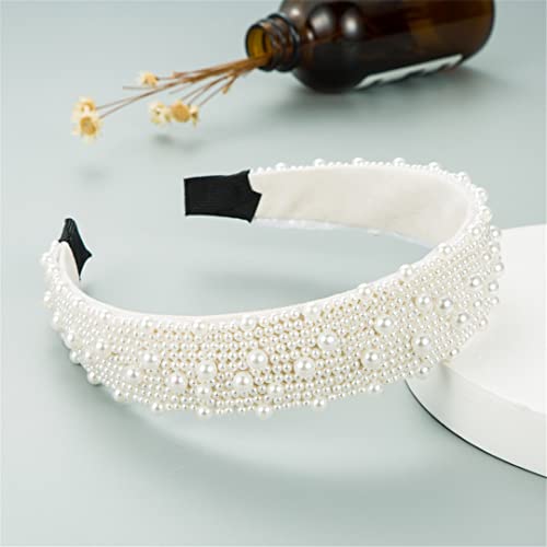 Weiße Perle Stirnband Für Frauen Hochzeit Braut Haar Zubehör Breite Haar Hoop Mädchen Headwear Hochzeit Schmuck 322 von Wjnvfioo