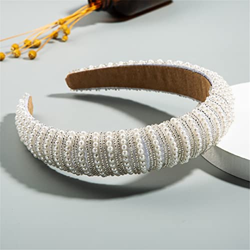 Weiße Perle Stirnband Für Frauen Hochzeit Braut Haar Zubehör Breite Haar Hoop Mädchen Headwear Hochzeit Schmuck 43 von Wjnvfioo