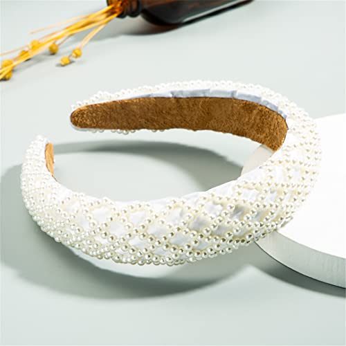 Weiße Perle Stirnband Für Frauen Hochzeit Braut Haar Zubehör Breite Haar Hoop Mädchen Headwear Hochzeit Schmuck 79 von Wjnvfioo