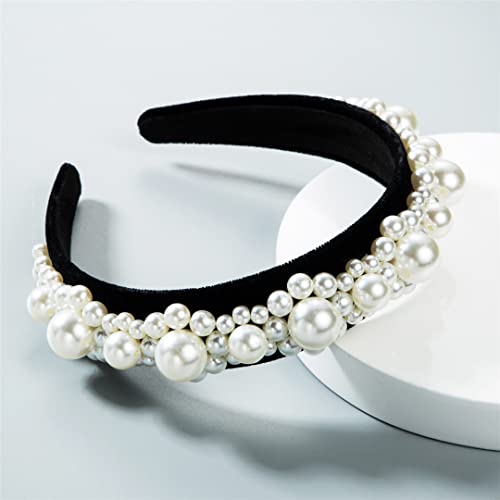 Weiße Perle Stirnband Für Frauen Hochzeit Braut Haar Zubehör Breite Haar Hoop Mädchen Headwear Hochzeit Schmuck 89 von Wjnvfioo