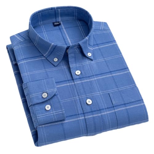 Wjnvfioo Frühling und Herbst Baumwolle weiß gestreift Plaid Herren Langarm Hemd Business Casual Hemd, 11, Kragenweite: 41 von Wjnvfioo