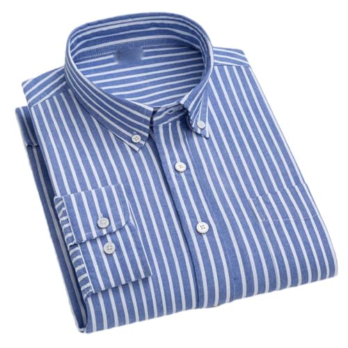 Wjnvfioo Frühling und Herbst Baumwolle weiß gestreift Plaid Herren Langarm Hemd Business Casual Hemd, 7, 46 von Wjnvfioo