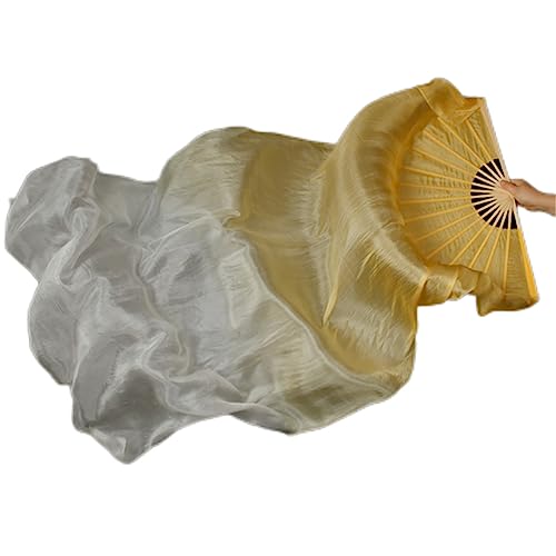 Wjnvfioo Professionelle Bauchtanz Seide Schleier Leichte Seide Fan Hand Farbe Bunte Tänzerin Performance Requisiten Lang Flowy 1.8M, A-p8, 230cm(90 Inch) von Wjnvfioo