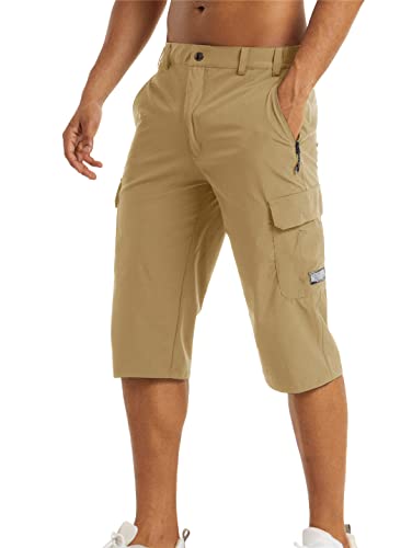 Wjnvfioo Sommer Quick Dry 3/4 Caprihose Herren Casual Mult-Pocket Shorts Outdoor Wandern Taktische Cargohose von Wjnvfioo