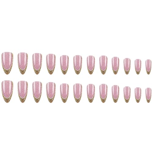24 Stück Mittellange Künstliche Nägel Mit Französischer Spitze Acrylnägel Vollständige Abdeckung Zum Aufkleben Auf Die Nägel Funkelnde Press On Nägel Für Frauen von Wjsdsg