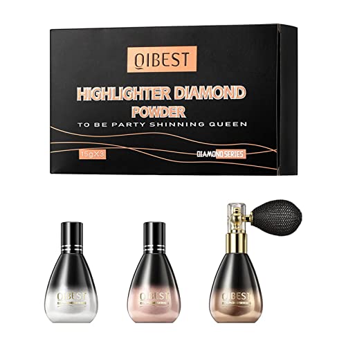 3 ColHighlighter Puderspray Körper Glitzer Gesicht Hochglanz Kontur Make Up Lidschatten Gepresster Puder Lose Kosmetik Werkzeug von Wjsdsg
