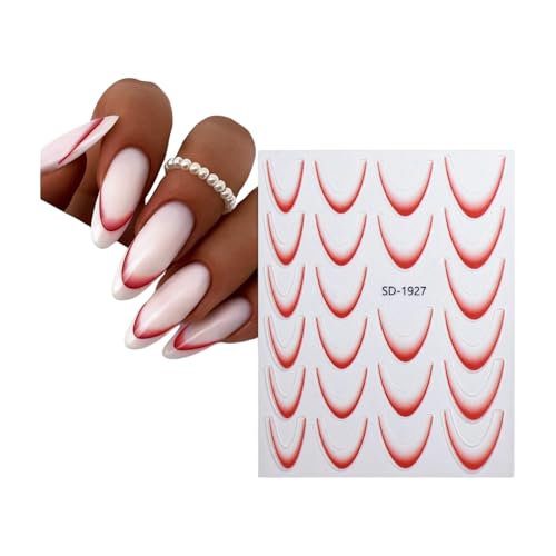 French Tip Nagelaufkleber French Line Nails Art Aufkleber Farbverläufe Nagelaufkleber Nagelkunstdekorationen Für Frauen Und Mädchen von Wjsdsg