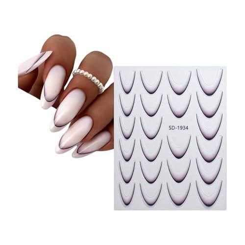 French Tip Nagelaufkleber French Line Nails Art Aufkleber Farbverläufe Nagelaufkleber Nagelkunstdekorationen Für Frauen Und Mädchen von Wjsdsg