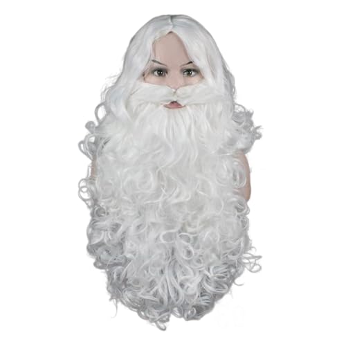 Weißer Weihnachtsmann Bart Und Perücke Set Realistisches Weihnachtshaar Des Alten Mannes Mit Bärenschnurrbart Weihnachts Cosplay Kostüm Requisiten Geschenke von Wjsdsg