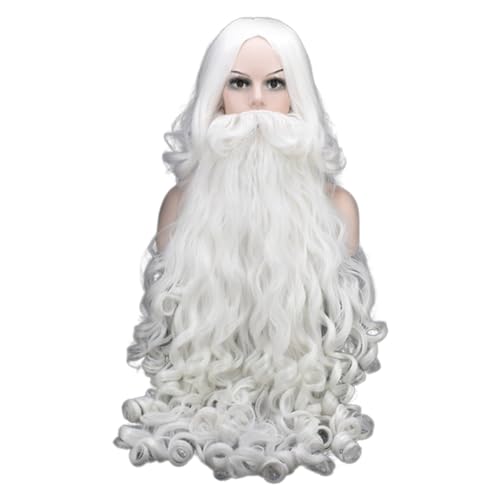 Weißer Weihnachtsmann Bart Und Perücke Set Realistisches Weihnachtshaar Des Alten Mannes Mit Bärenschnurrbart Weihnachts Cosplay Kostüm Requisiten Geschenke von Wjsdsg