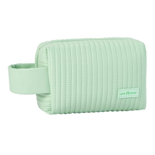 Wjsdsg Kosmetiktasche, Make-up-Tasche, Kosmetiktasche, PU-Leder, Make-up, Reise-Kulturbeutel für Damen und Mädchen, Matcha-Grün, As shown von Wjsdsg