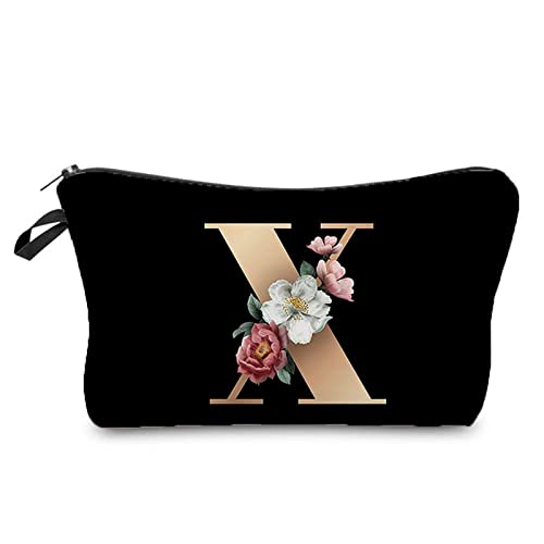 Wjsdsg Kosmetiktasche, bedruckt A-Z Buchstaben, Damen, Kosmetiktasche, 26 Drucke, Make-up, tragbar, Reise-Kulturbeutel, Zubehör-Organizer, Schwarz X, 18*13.5cm Wjsdsg Kosmetiktasche, bedruckt A-Z Buchstaben, Damen, Kosmetiktasche, 26 Drucke, Make-up, tragbar, Reise-Kulturbeutel, Zubehör-Organizer, Schwarz X, 18*13.5cm von Wjsdsg