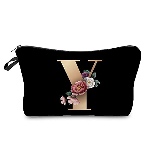 Wjsdsg Kosmetiktasche, bedruckt A-Z Buchstaben, Damen, Kosmetiktasche, 26 Drucke, Make-up, tragbar, Reise-Kulturbeutel, Zubehör-Organizer, Schwarz Y, 18*13.5cm Wjsdsg Kosmetiktasche, bedruckt A-Z Buchstaben, Damen, Kosmetiktasche, 26 Drucke, Make-up, tragbar, Reise-Kulturbeutel, Zubehör-Organizer, Schwarz Y, 18*13.5cm von Wjsdsg