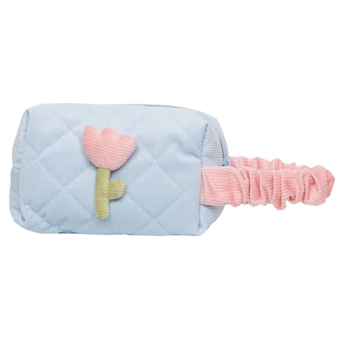 Wjsdsg Kosmetiktasche für Damen, Blumen, großes Fassungsvermögen, Reise-Kosmetiktasche, Cord-Reißverschluss, Blau (B), As shown von Wjsdsg