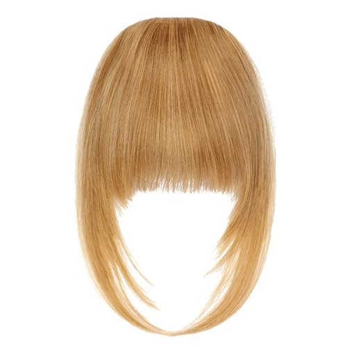 Wkclnfs Bangs Clip in 100% Remy Echthaar Fringe Bangs Extension Verlängerung natürliche Haarteil für Frauen Mädchen 12inch (27#36A) von Wkclnfs