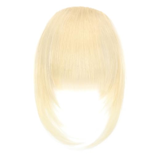 Wkclnfs Bangs Clip in 100% Remy Echthaar Fringe Bangs Extension Verlängerung natürliche Haarteil für Frauen Mädchen 12inch (613C) von Wkclnfs