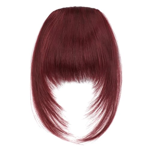 Wkclnfs Bangs Clip in 100% Remy Echthaar Fringe Bangs Extension Verlängerung natürliche Haarteil für Frauen Mädchen 12inch (99J118A) von Wkclnfs