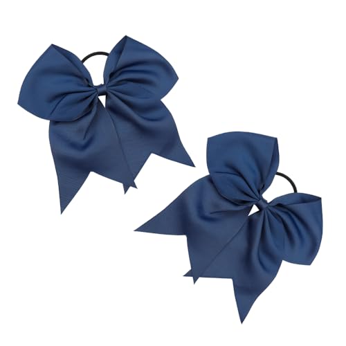 Große Cheer Schleife Jumbo,Cheer Haarschleifen Haarschleife,Große Cheer Haar Bögen,2pcs Schleife Haargummi,Navy Blau Große Schleife Haarseil,Weihnachts Haarschleifen Accessoires,Hair Bobbles For Women von Wkjeneare