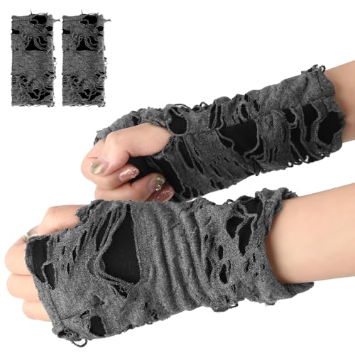 Wkjeneare Spinnennetz Punkhandschuhe,Gothic Hexen Fingerlose Spinnennetz Gloves,Halloween Fingerlose Handschuhe,Für Halloween Karneval Fasching Party Cosplay Outfit von Wkjeneare