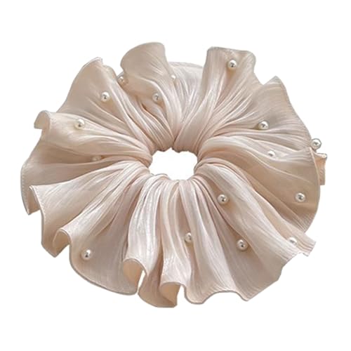 Elegantes, französisch inspiriertes Perlen-Haargummi mit Rüschenstoff, modischer Haarschmuck für Damen und Mädchen von Wkldjf