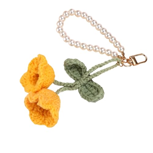 Handgefertigter Blumenhäkelschlüsselkette Mit Perlen Weich Handgefertigter Blumenhäkelschlüsselkette Mit Perlen Weich von Wkldjf