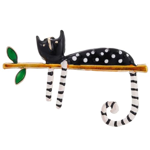 Katze Brosche Lazy Katze Sitzt Auf Dem Baum Revers Pin Modeanzug Dekoration Pin Metal Branch Pin Badge Brosche Frauen von Wkldjf