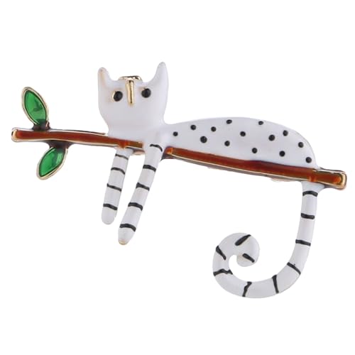 Katze Brosche Lazy Katze Sitzt Auf Dem Baum Revers Pin Modeanzug Dekoration Pin Metal Branch Pin Badge Brosche Frauen von Wkldjf