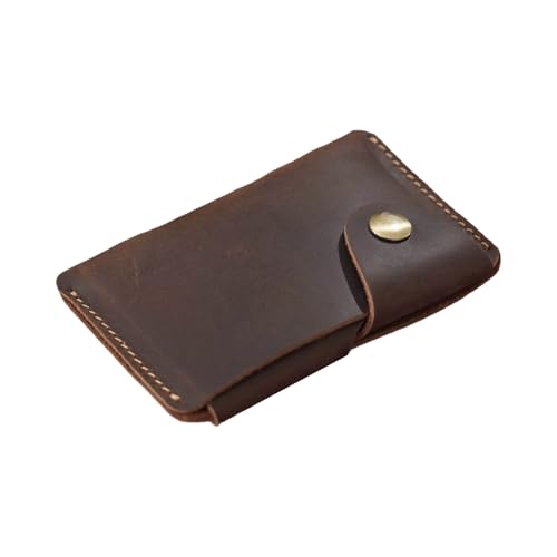 Retro Kartenetui Geldbörse Leder Halter mit Knopfverschluss Münzgeldbörse Halter Herren und Damen Retro Geldbörse Münzbörse mit Schnappverschluss für Damen und Herren, Kaffeebraun von Wkldjf