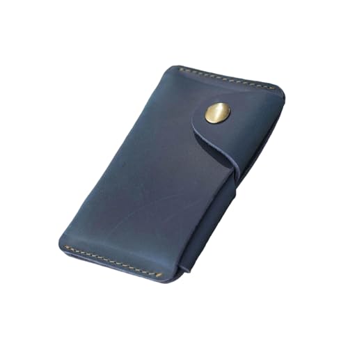 Retro Kartenetui Geldbörse Leder Halter mit Knopfverschluss Münzgeldbörse Halter Herren und Damen Retro Geldbörse Münzbörse mit Schnappverschluss für Damen und Herren, Pan Blue von Wkldjf