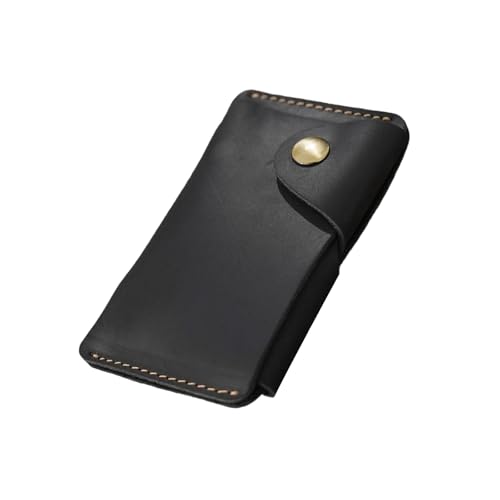 Retro Kartenetui Geldbörse Leder Halter mit Knopfverschluss Münzgeldbörse Halter Herren und Damen Retro Geldbörse Münzbörse mit Schnappverschluss für Damen und Herren, Schwarz von Wkldjf