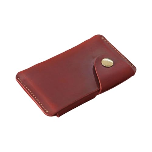 Retro Kartenetui Geldbörse Leder Halter mit Knopfverschluss Münzgeldbörse Halter Herren und Damen Retro Geldbörse Münzbörse mit Schnappverschluss für Damen und Herren, weinrot von Wkldjf