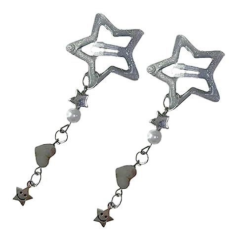 Selbstgemachte Haarspange mit Stern-Quasten, weiblicher Pony, Wortclip, Seitenclip, einfacher, allpassender Entenschnabel-Clip von Wkldjf